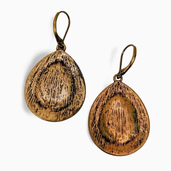 Earthy Chic Faceted Crystal Teardrop Dangle Oxidized Gold Drop Earrings JW1531 - Picture 5 of 5